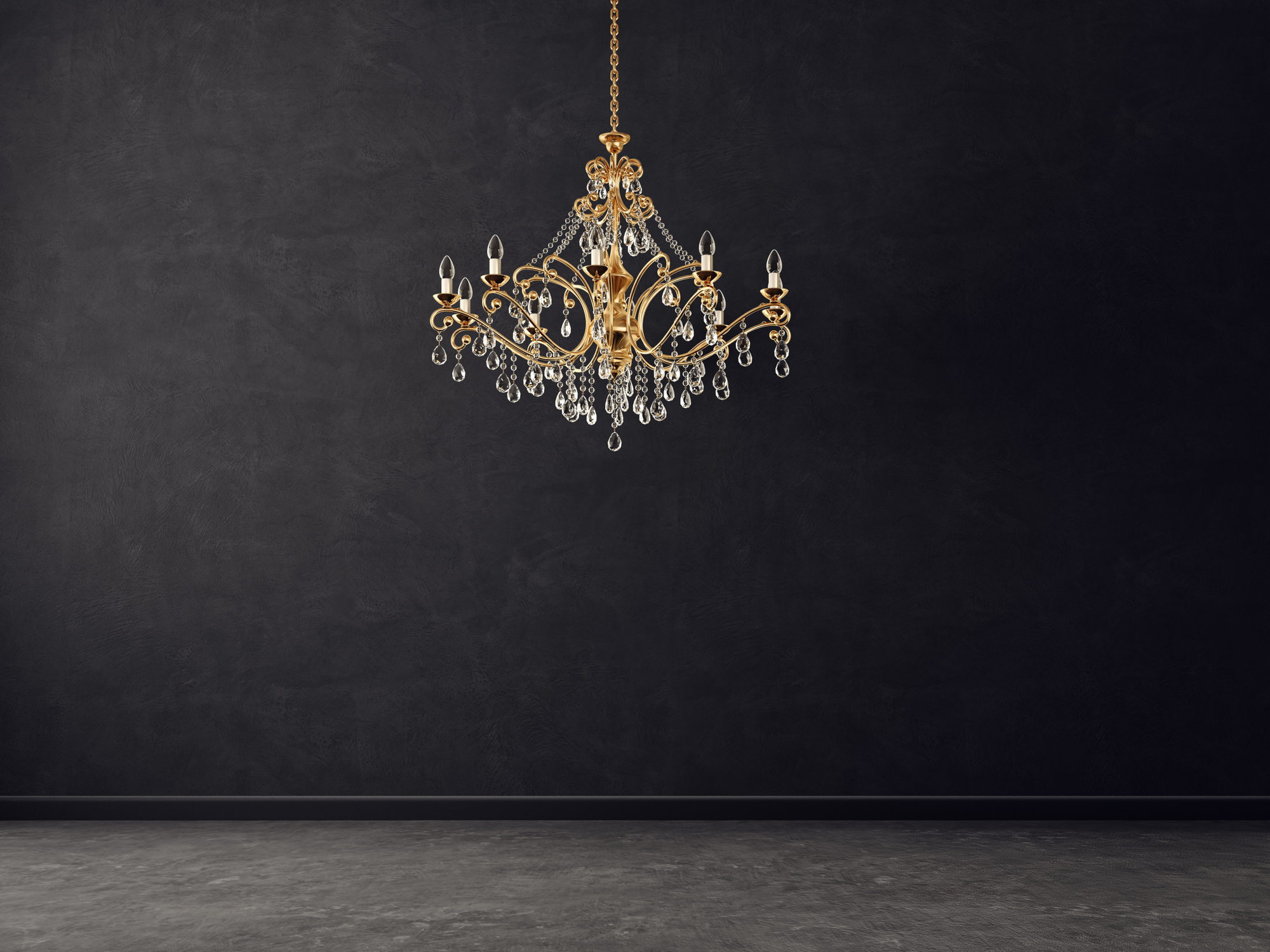Chandelier in a Dark Room